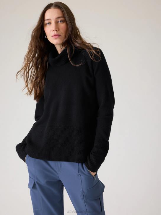 Athleta femmes pull à col roulé alpin JRTZ516 vêtements noir