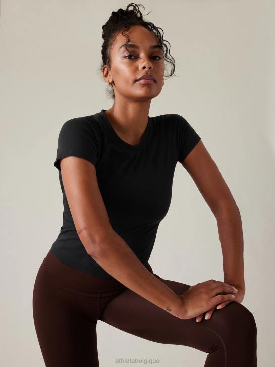 Athleta femmes T-shirt sport sans coutures Momentum JRTZ338 vêtements noir