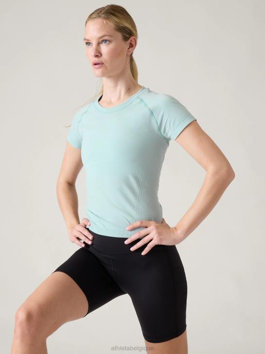 Athleta femmes T-shirt sport sans coutures Momentum JRTZ356 vêtements bleu de l'aube