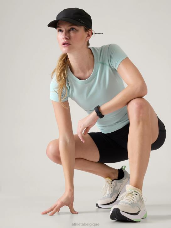 Athleta femmes T-shirt sport sans coutures Momentum JRTZ356 vêtements bleu de l'aube