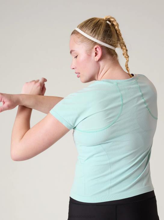 Athleta femmes T-shirt sport sans coutures Momentum JRTZ356 vêtements bleu de l'aube