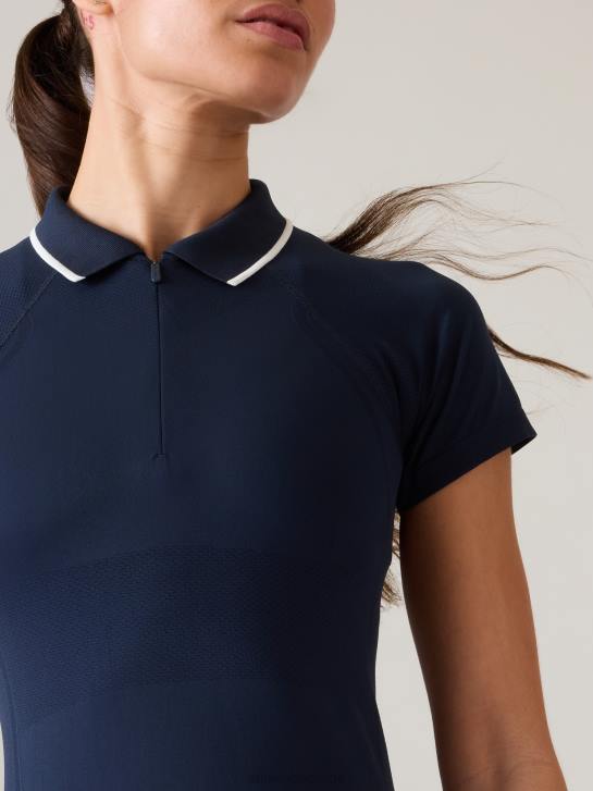 Athleta femmes polo sans coutures momentum JRTZ530 vêtements marine