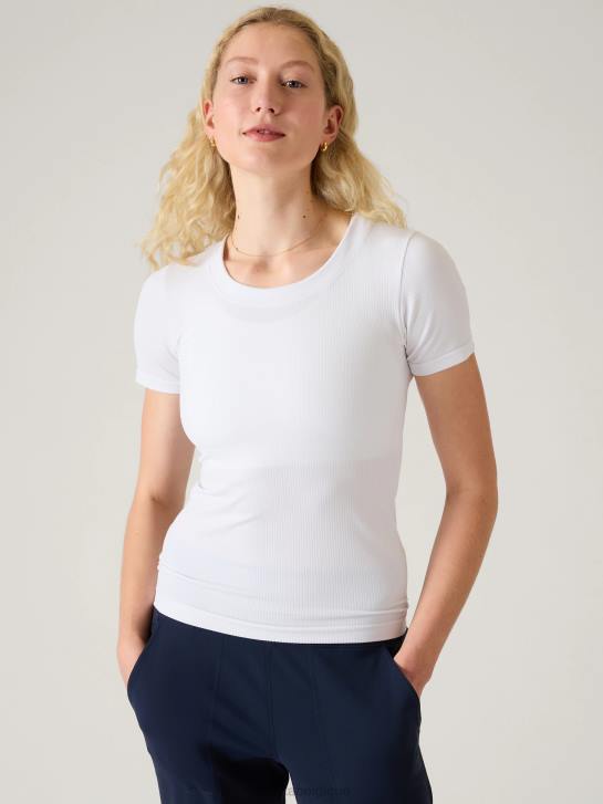 Athleta femmes renouveler le t-shirt ras du cou sans couture JRTZ272 vêtements blanc brillant