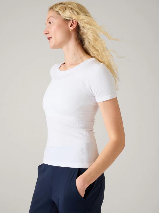 Athleta femmes renouveler le t-shirt ras du cou sans couture JRTZ272 vêtements blanc brillant
