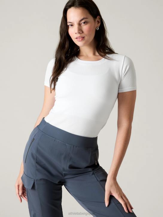Athleta femmes renouveler le t-shirt ras du cou sans couture JRTZ272 vêtements blanc brillant