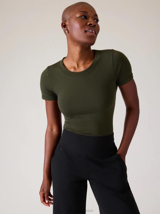 Athleta femmes renouveler le t-shirt ras du cou sans couture JRTZ334 vêtements tremble, olive