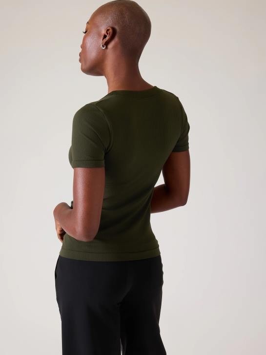 Athleta femmes renouveler le t-shirt ras du cou sans couture JRTZ334 vêtements tremble, olive