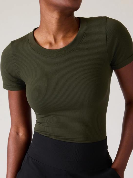 Athleta femmes renouveler le t-shirt ras du cou sans couture JRTZ334 vêtements tremble, olive