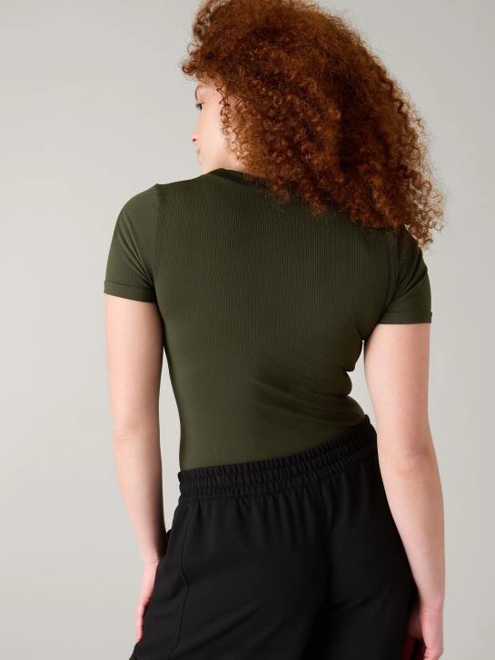 Athleta femmes renouveler le t-shirt ras du cou sans couture JRTZ334 vêtements tremble, olive