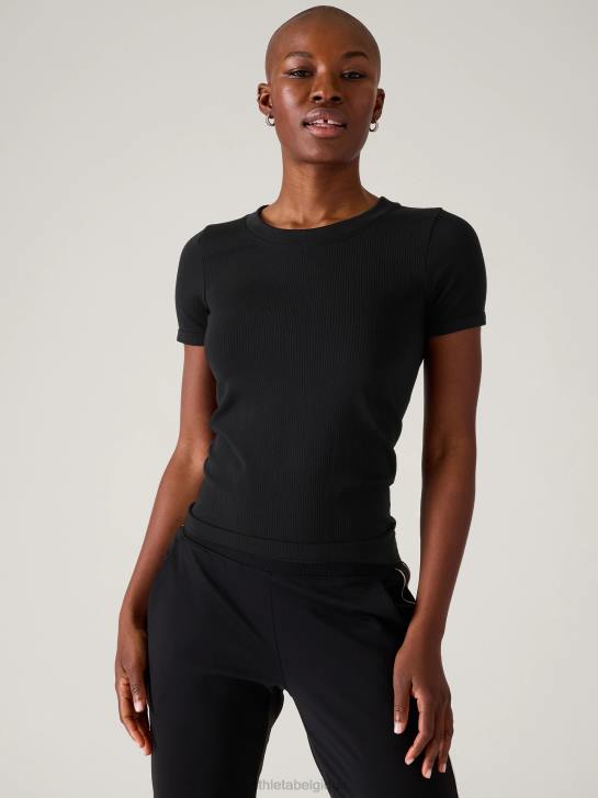 Athleta femmes renouveler le t-shirt ras du cou sans couture JRTZ374 vêtements noir