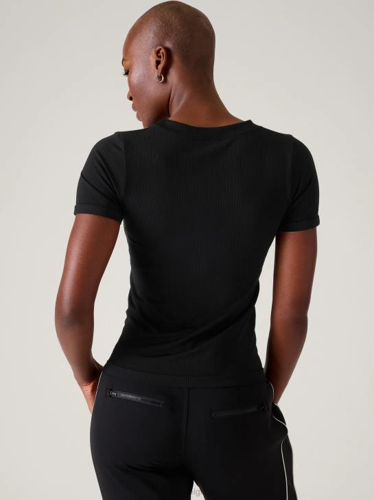 Athleta femmes renouveler le t-shirt ras du cou sans couture JRTZ374 vêtements noir