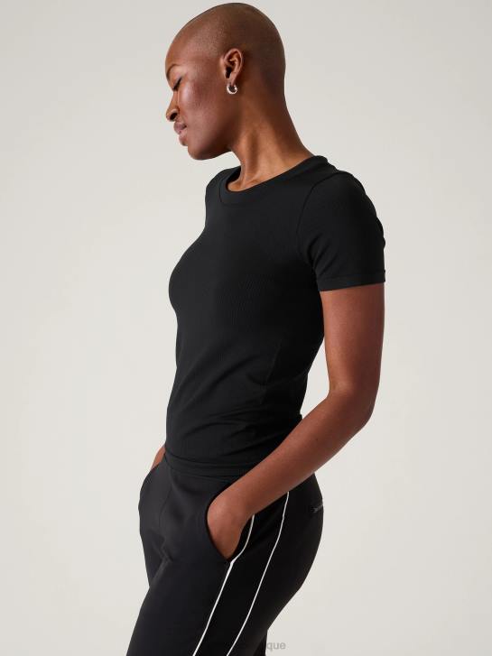 Athleta femmes renouveler le t-shirt ras du cou sans couture JRTZ374 vêtements noir