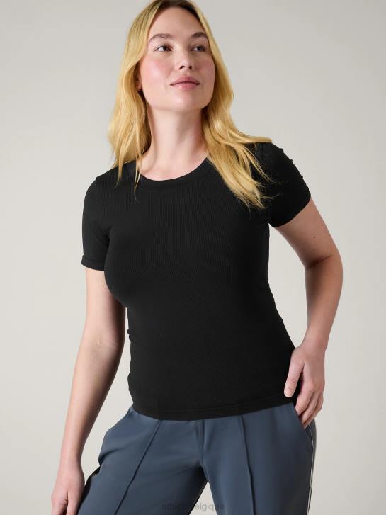 Athleta femmes renouveler le t-shirt ras du cou sans couture JRTZ374 vêtements noir