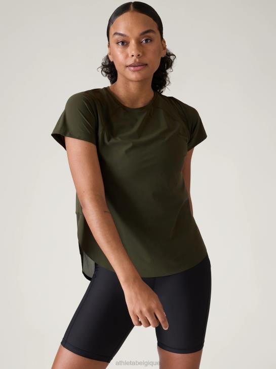 Athleta femmes t-shirt en maille ultime JRTZ218 vêtements tremble, olive