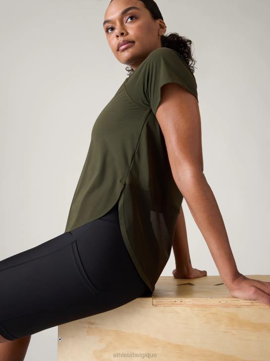Athleta femmes t-shirt en maille ultime JRTZ218 vêtements tremble, olive
