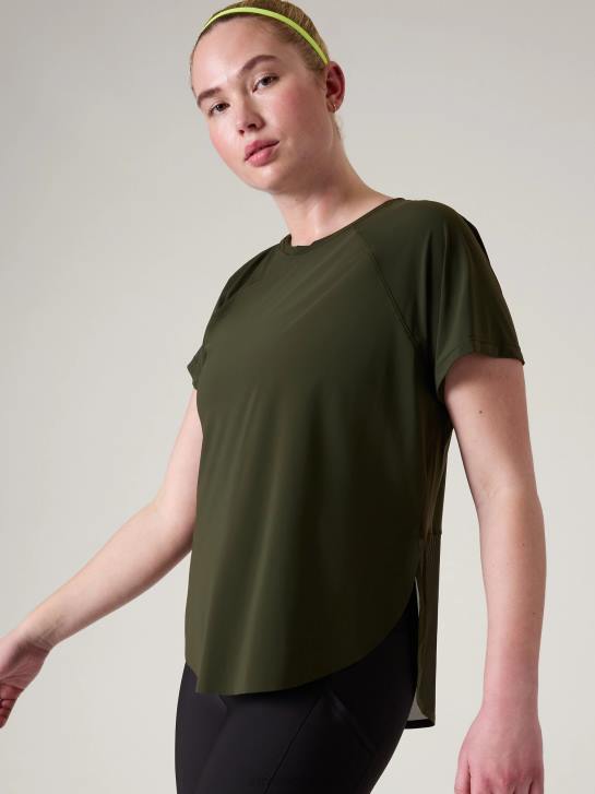 Athleta femmes t-shirt en maille ultime JRTZ218 vêtements tremble, olive