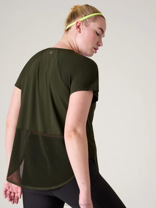 Athleta femmes t-shirt en maille ultime JRTZ218 vêtements tremble, olive