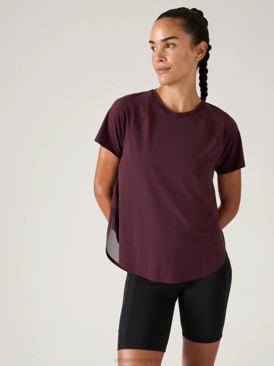 Athleta femmes t-shirt en maille ultime JRTZ355 vêtements cabernet épicé
