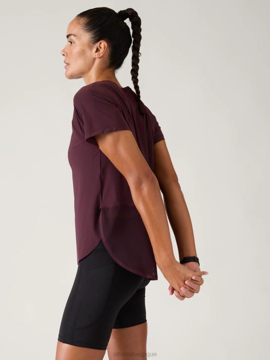 Athleta femmes t-shirt en maille ultime JRTZ355 vêtements cabernet épicé