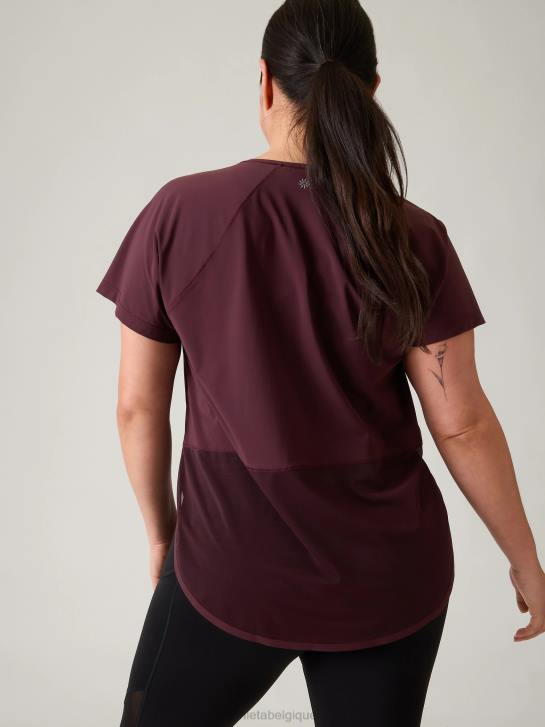 Athleta femmes t-shirt en maille ultime JRTZ355 vêtements cabernet épicé