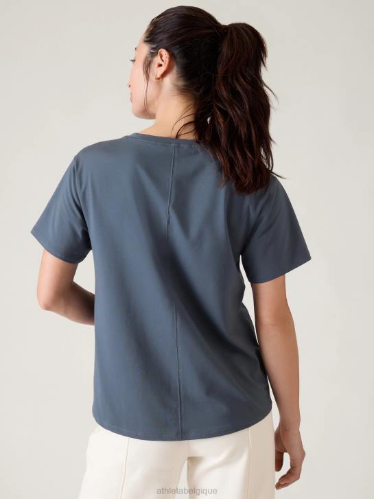 Athleta femmes t-shirt essentiel à col en V JRTZ534 vêtements bleu granit