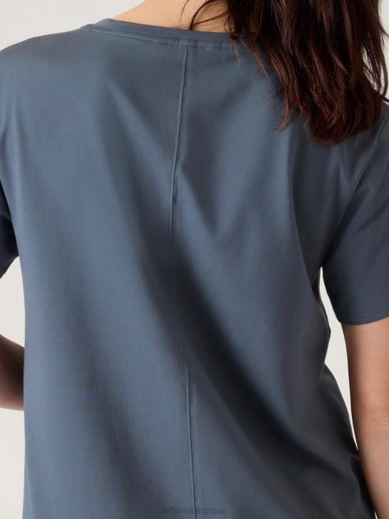 Athleta femmes t-shirt essentiel à col en V JRTZ534 vêtements bleu granit