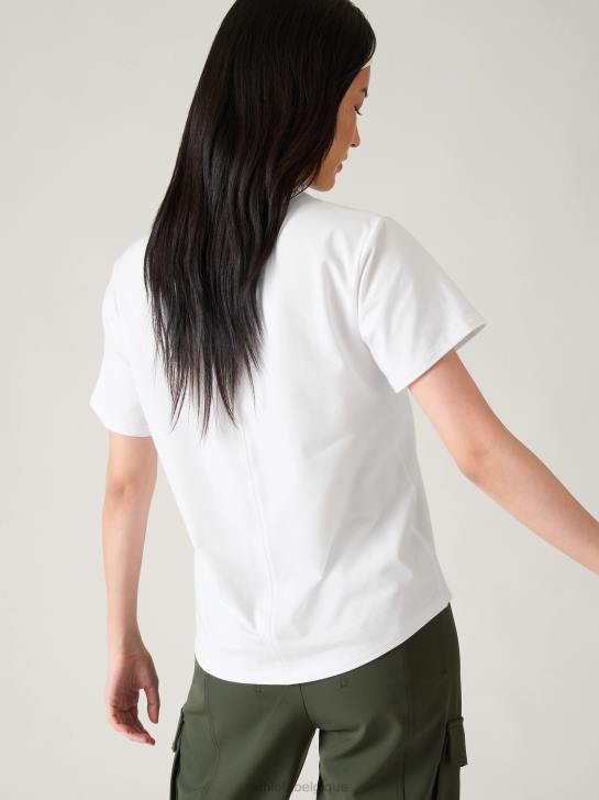 Athleta femmes t-shirt essentiel à col en V JRTZ536 vêtements blanc brillant