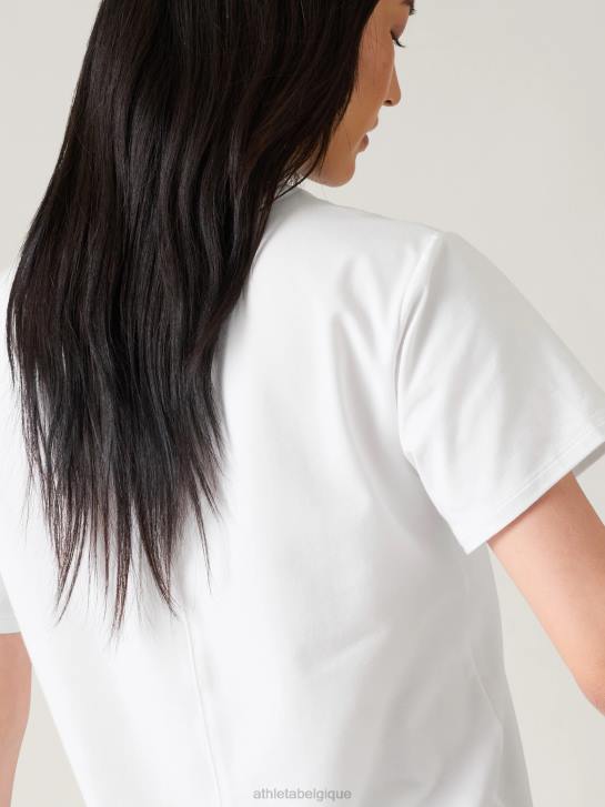 Athleta femmes t-shirt essentiel à col en V JRTZ536 vêtements blanc brillant