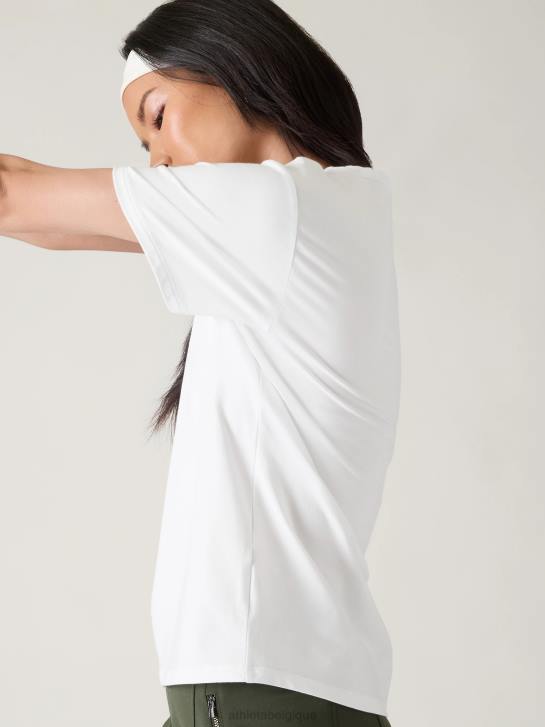 Athleta femmes t-shirt essentiel à col en V JRTZ536 vêtements blanc brillant