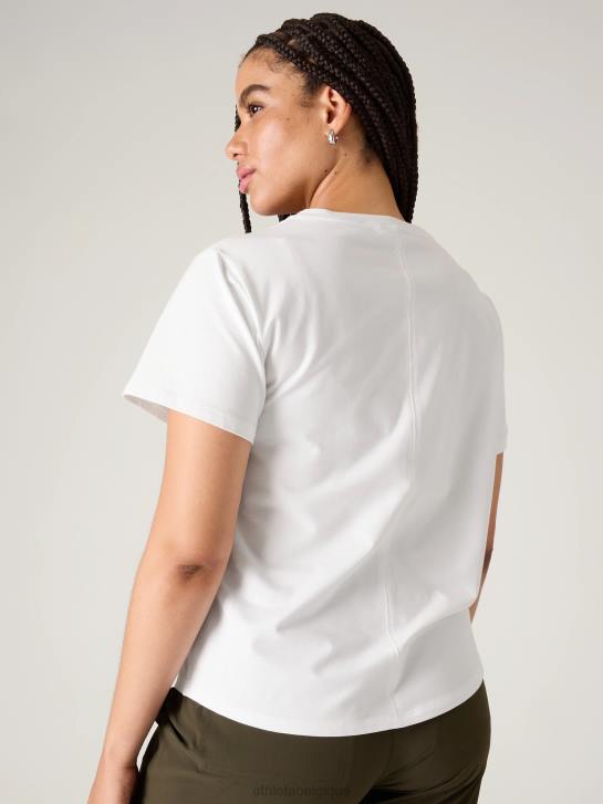 Athleta femmes t-shirt essentiel à col en V JRTZ536 vêtements blanc brillant