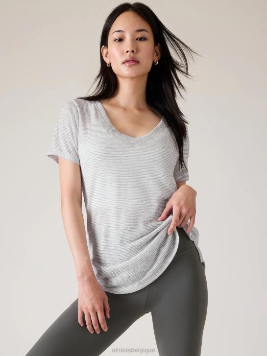 Athleta femmes t-shirt léger en V JRTZ208 vêtements gris pavé