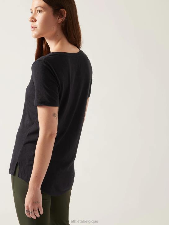 Athleta femmes t-shirt léger en V JRTZ310 vêtements noir
