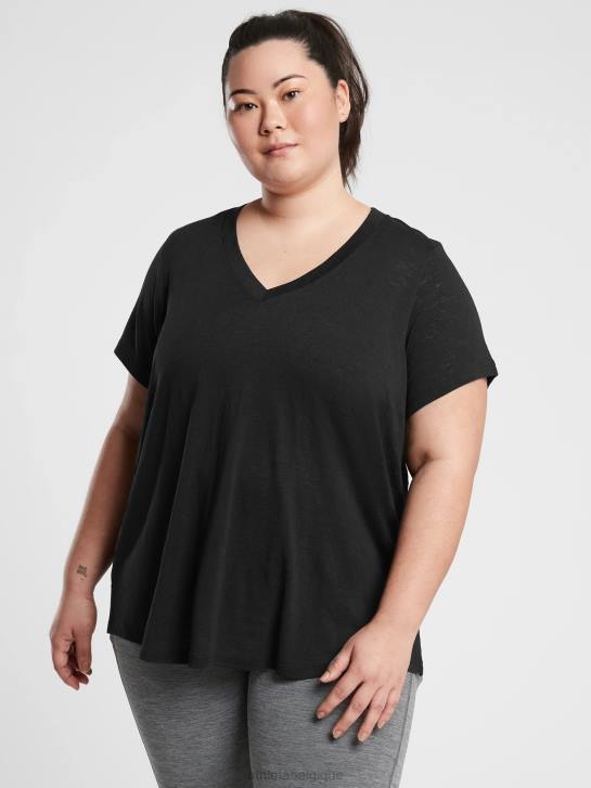 Athleta femmes t-shirt léger en V JRTZ310 vêtements noir