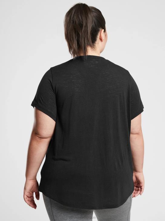 Athleta femmes t-shirt léger en V JRTZ310 vêtements noir