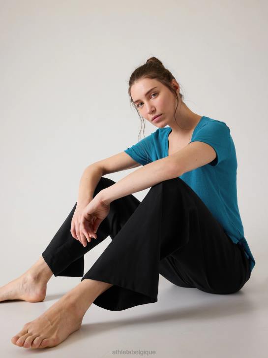 Athleta femmes t-shirt léger en V JRTZ406 vêtements bleu lapis foncé