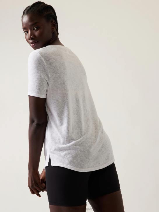 Athleta femmes t-shirt léger en V JRTZ428 vêtements blanc brillant