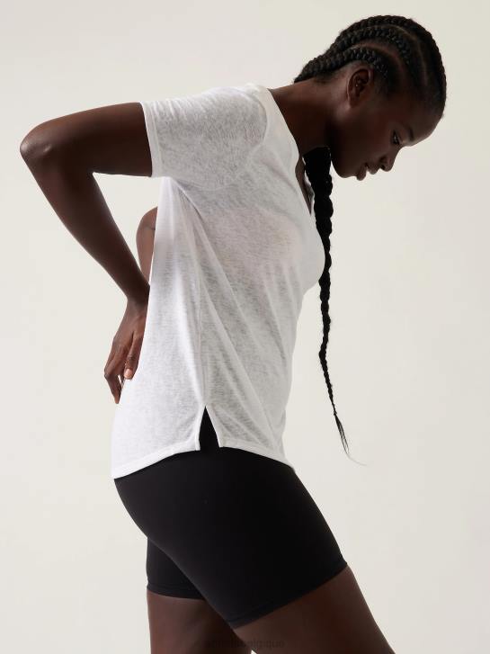 Athleta femmes t-shirt léger en V JRTZ428 vêtements blanc brillant