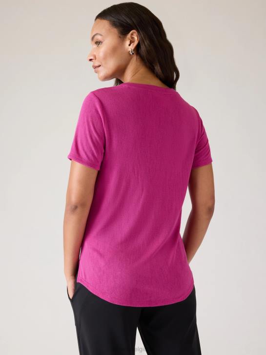 Athleta femmes t-shirt léger en V JRTZ456 vêtements rose plante de glace