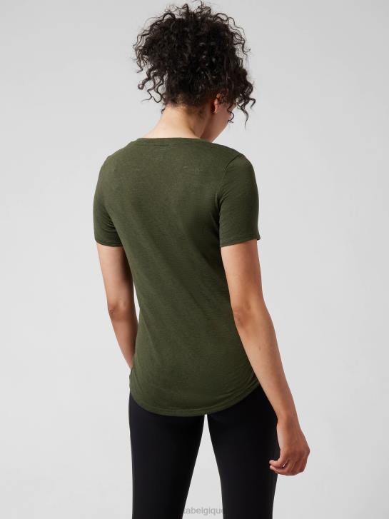 Athleta femmes t-shirt léger en V JRTZ466 vêtements tremble, olive