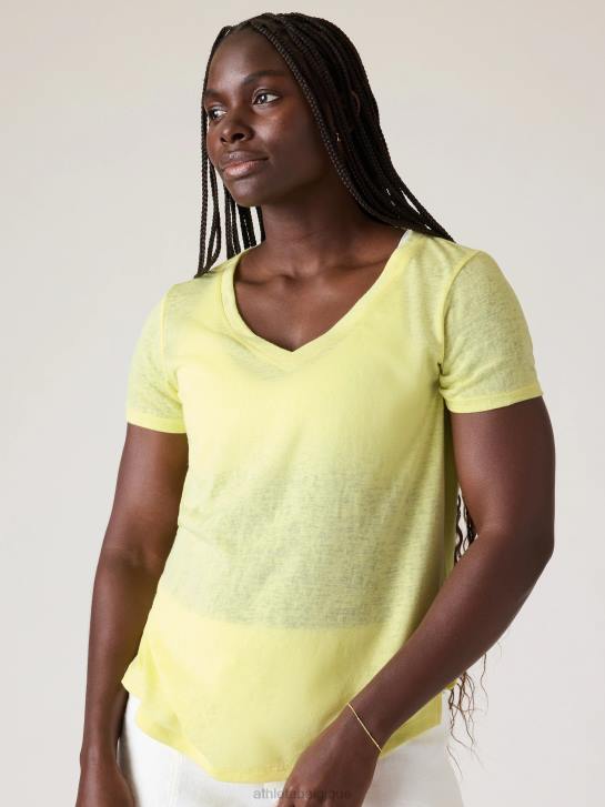 Athleta femmes t-shirt léger en V JRTZ480 vêtements chèvrefeuille jaune