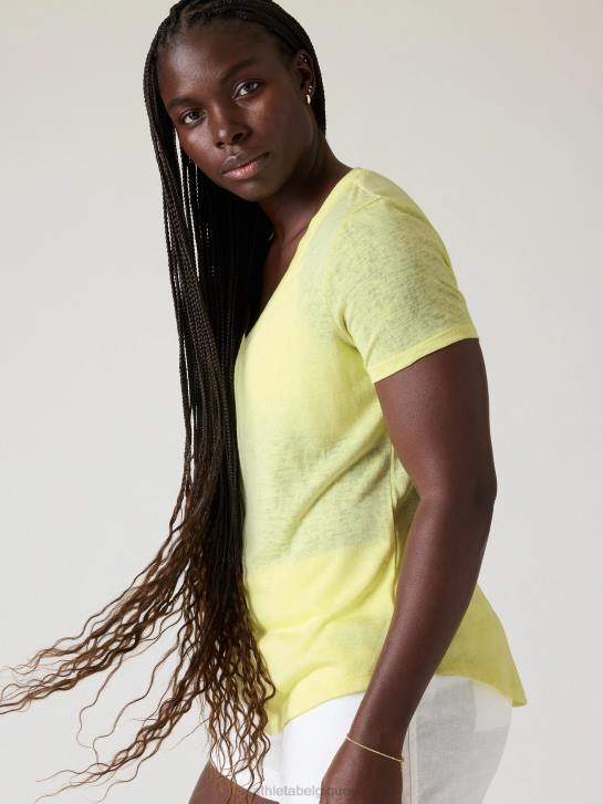 Athleta femmes t-shirt léger en V JRTZ480 vêtements chèvrefeuille jaune