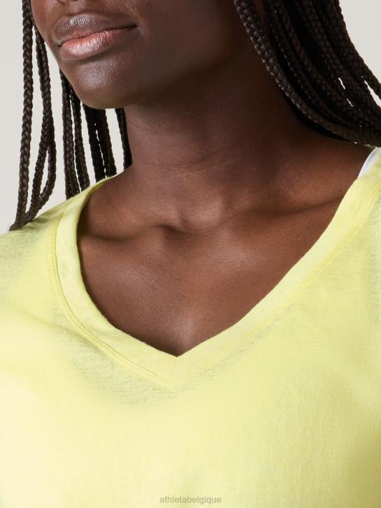Athleta femmes t-shirt léger en V JRTZ480 vêtements chèvrefeuille jaune