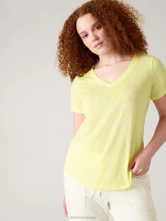 Athleta femmes t-shirt léger en V JRTZ480 vêtements chèvrefeuille jaune
