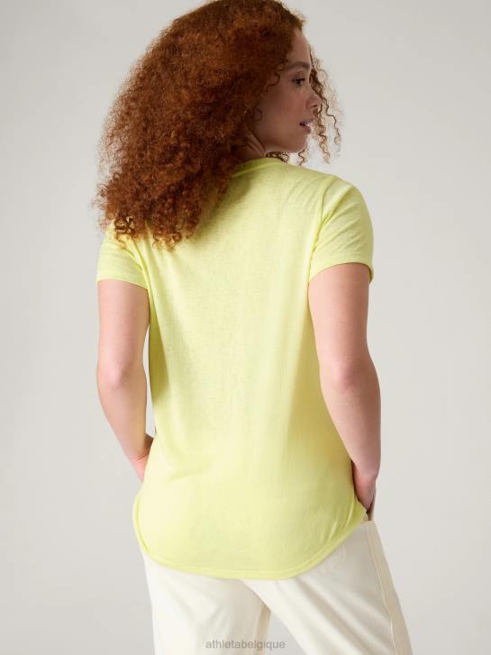 Athleta femmes t-shirt léger en V JRTZ480 vêtements chèvrefeuille jaune