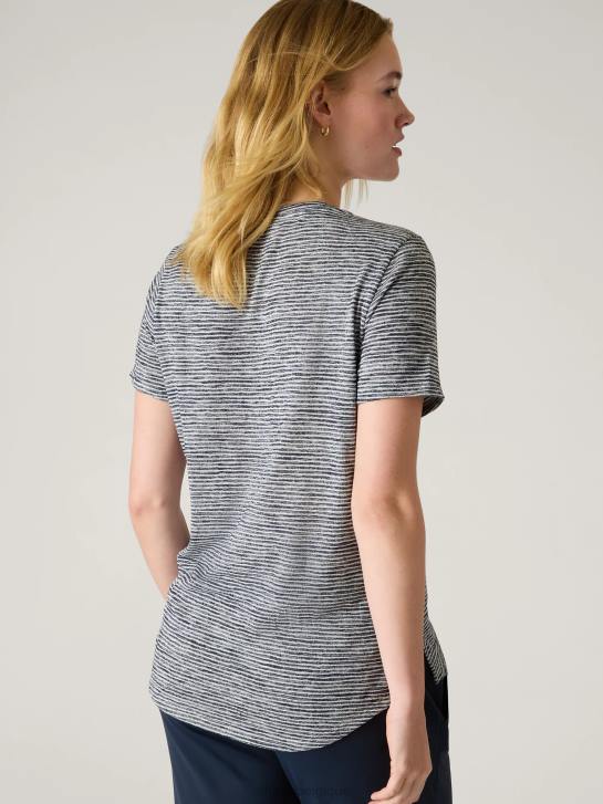 Athleta femmes t-shirt léger en V JRTZ485 vêtements rayure marine