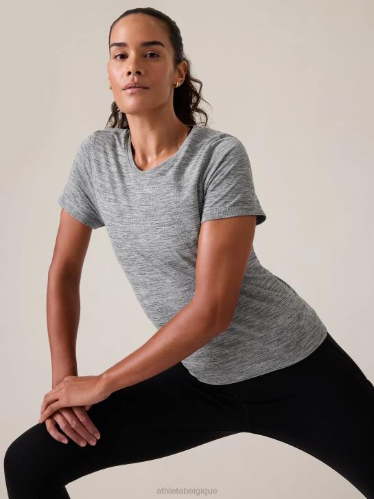 Athleta femmes t-shirt sans couture en mouvement JRTZ236 vêtements gris moyen chiné