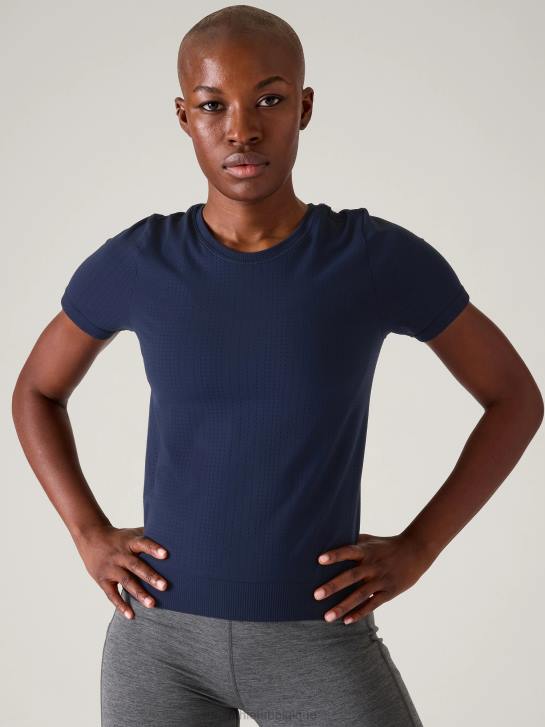 Athleta femmes t-shirt sans couture en mouvement JRTZ241 vêtements marine