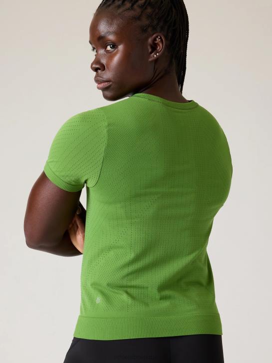 Athleta femmes t-shirt sans couture en mouvement JRTZ358 vêtements vert baja