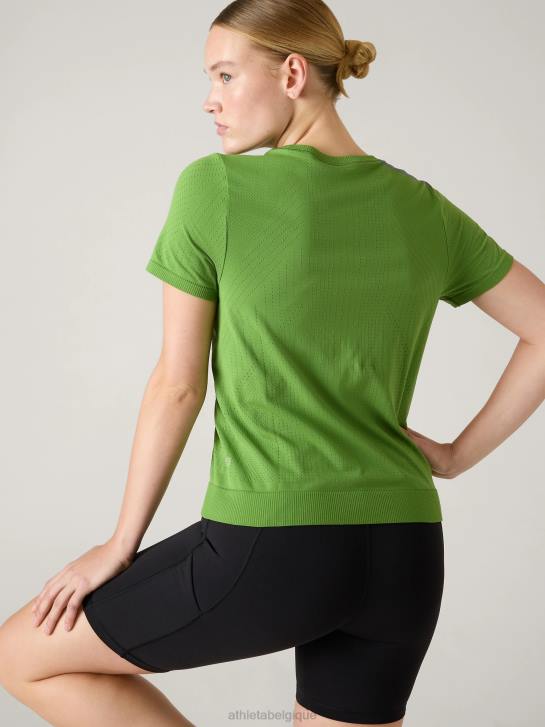 Athleta femmes t-shirt sans couture en mouvement JRTZ358 vêtements vert baja