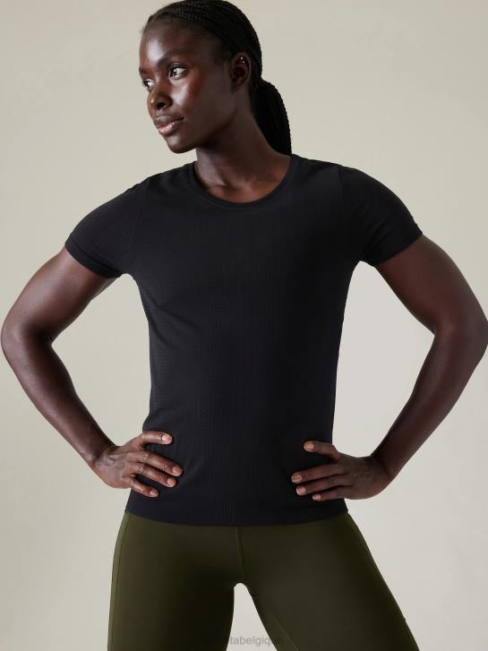 Athleta femmes t-shirt sans couture en mouvement JRTZ412 vêtements noir